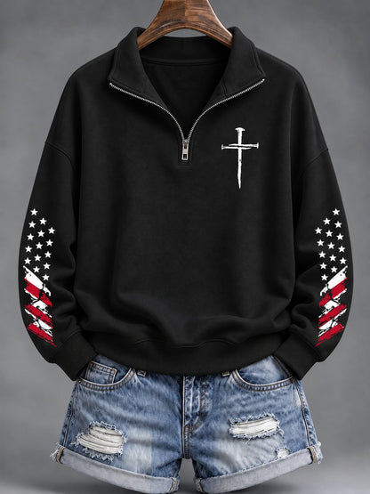 Women's Faith Cross Casual Half-Zip Sweatshirt