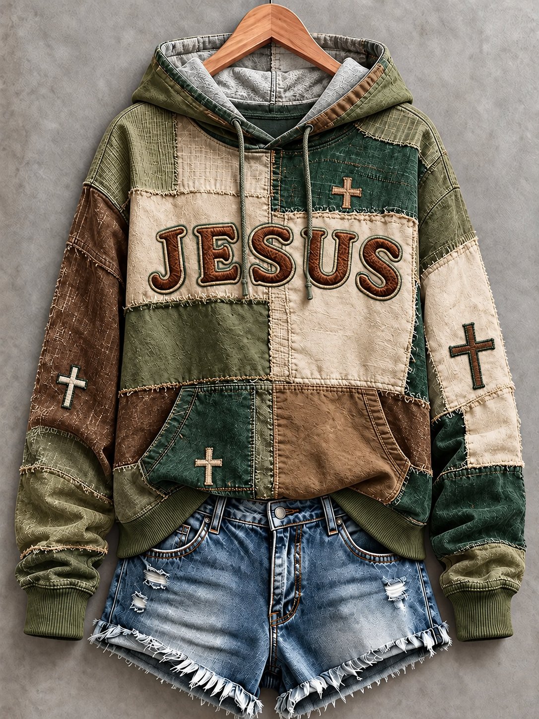 Women's Casual "Faith" Cross-Print Sweatshirt