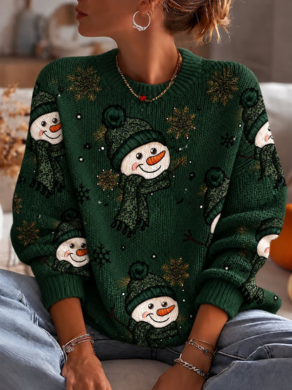 Women'S Christmas Print Crew Neck Long-Sleeve Sweatshirt