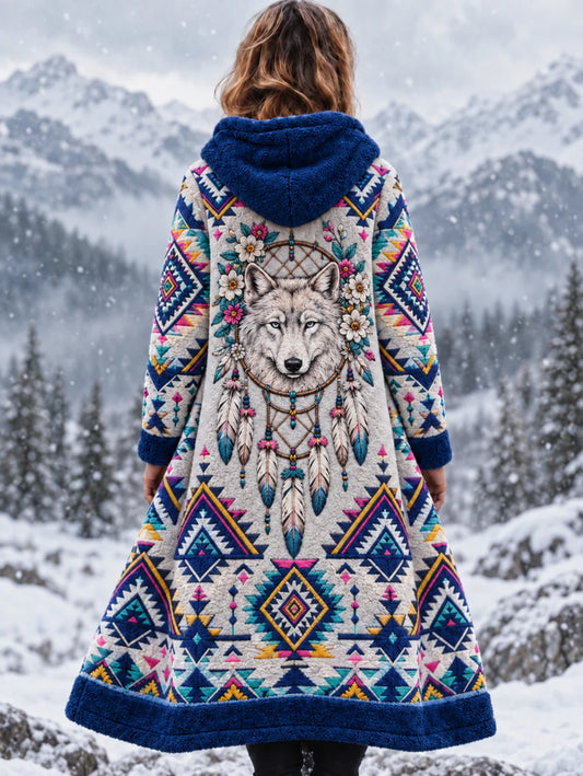 Women's Vintage Viking Animal Aztec Style Flannel Jacket