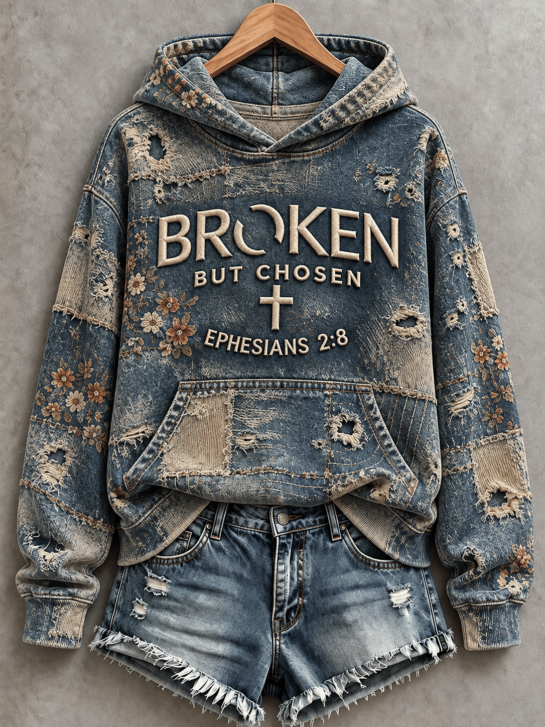 Women's Casual "Faith" Cross-Print Sweatshirt