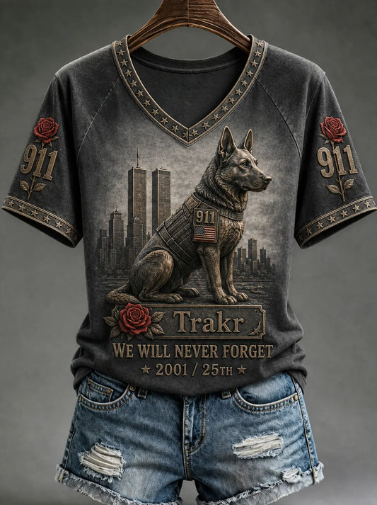 Women's Trakr WE WILL NEVER FORGET 2001/25TH 911 T-shirt