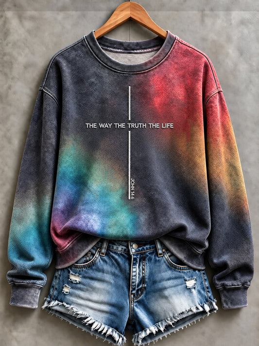 Women's Casual "Faith" Cross-Print Sweatshirt