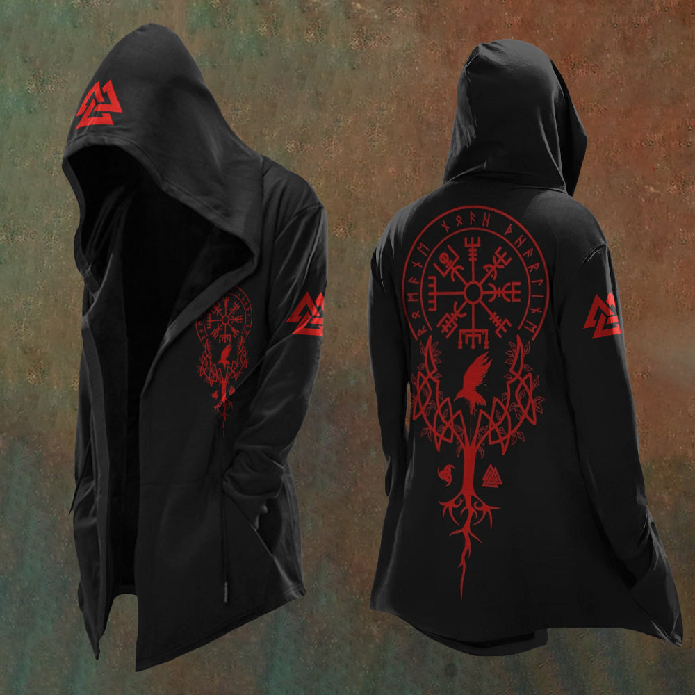 Men'S Vintage Totem Viking Art Hooded Jacket