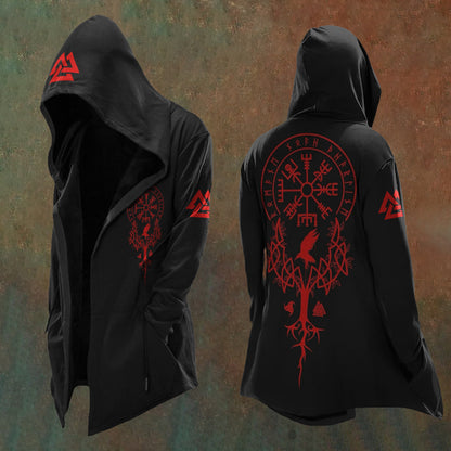 Men'S Vintage Totem Viking Art Hooded Jacket