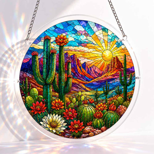 Acrylic Jigsaw Puzzle Suncatcher - Cactus Sunset