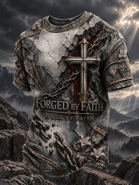 Men's FORGED BY FAITH WALK BY FAITH Printed T-shirt