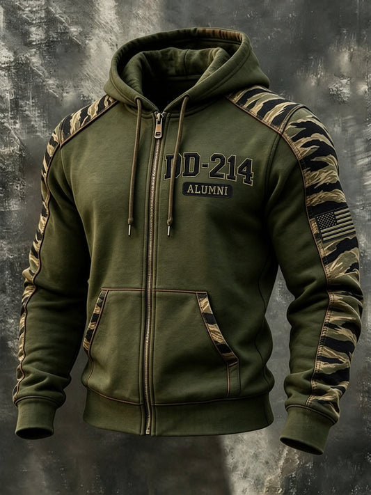 Men's Veteran Pride DD-214 Printed Zip-Up Hoodie