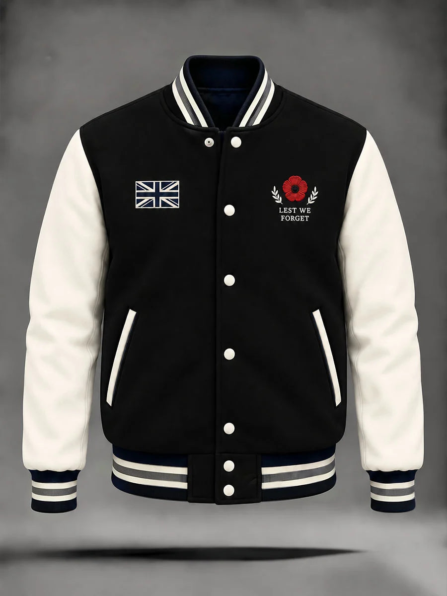 Men's Lest We Forget Print Zip-up Jacket