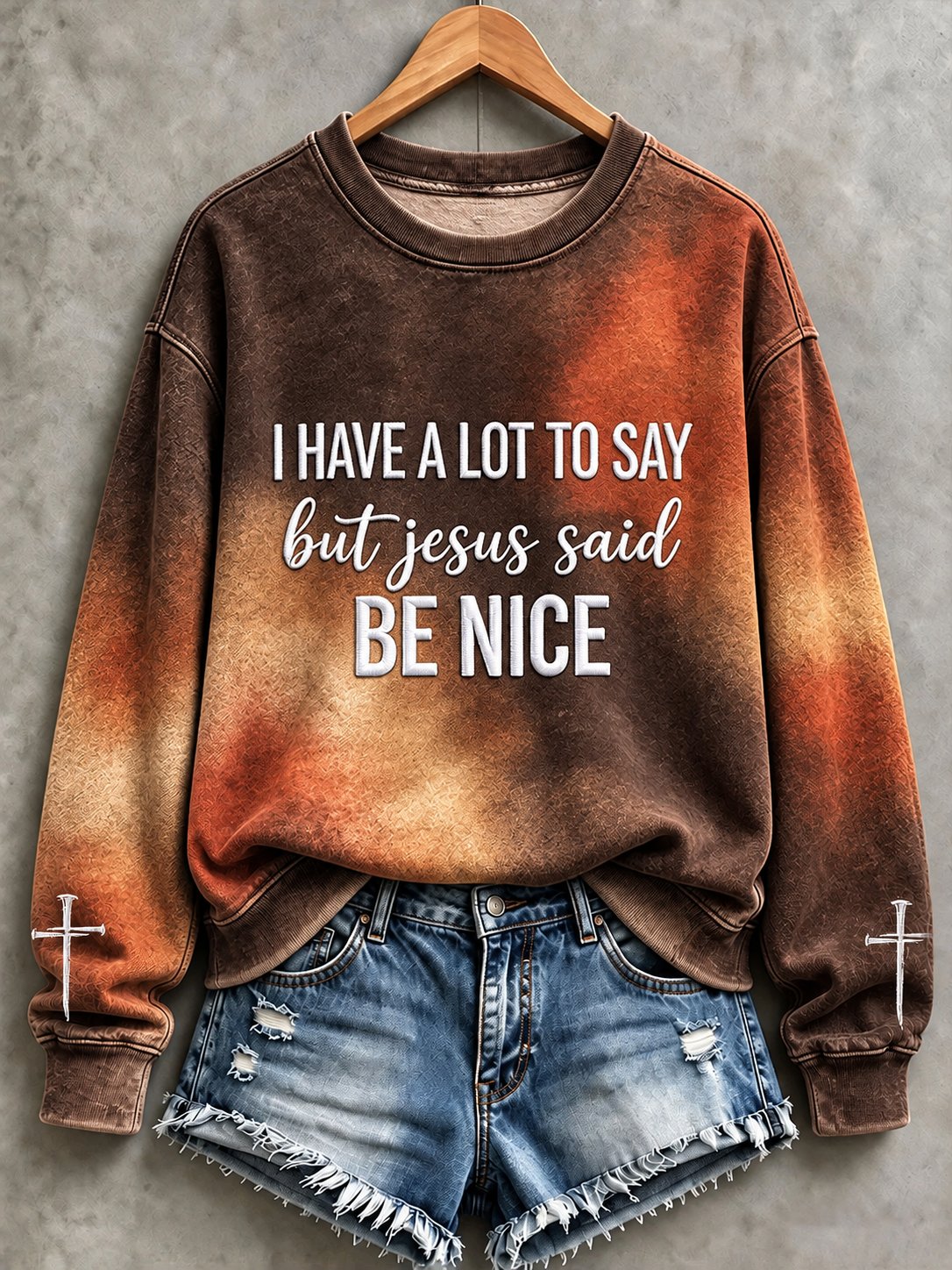Women's I Have A Lot To Say But Jesus Said Be Nice Print Regular Sweatshirt