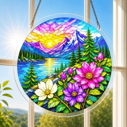 Acrylic Jigsaw Puzzle Suncatcher - Alpine Sunrise