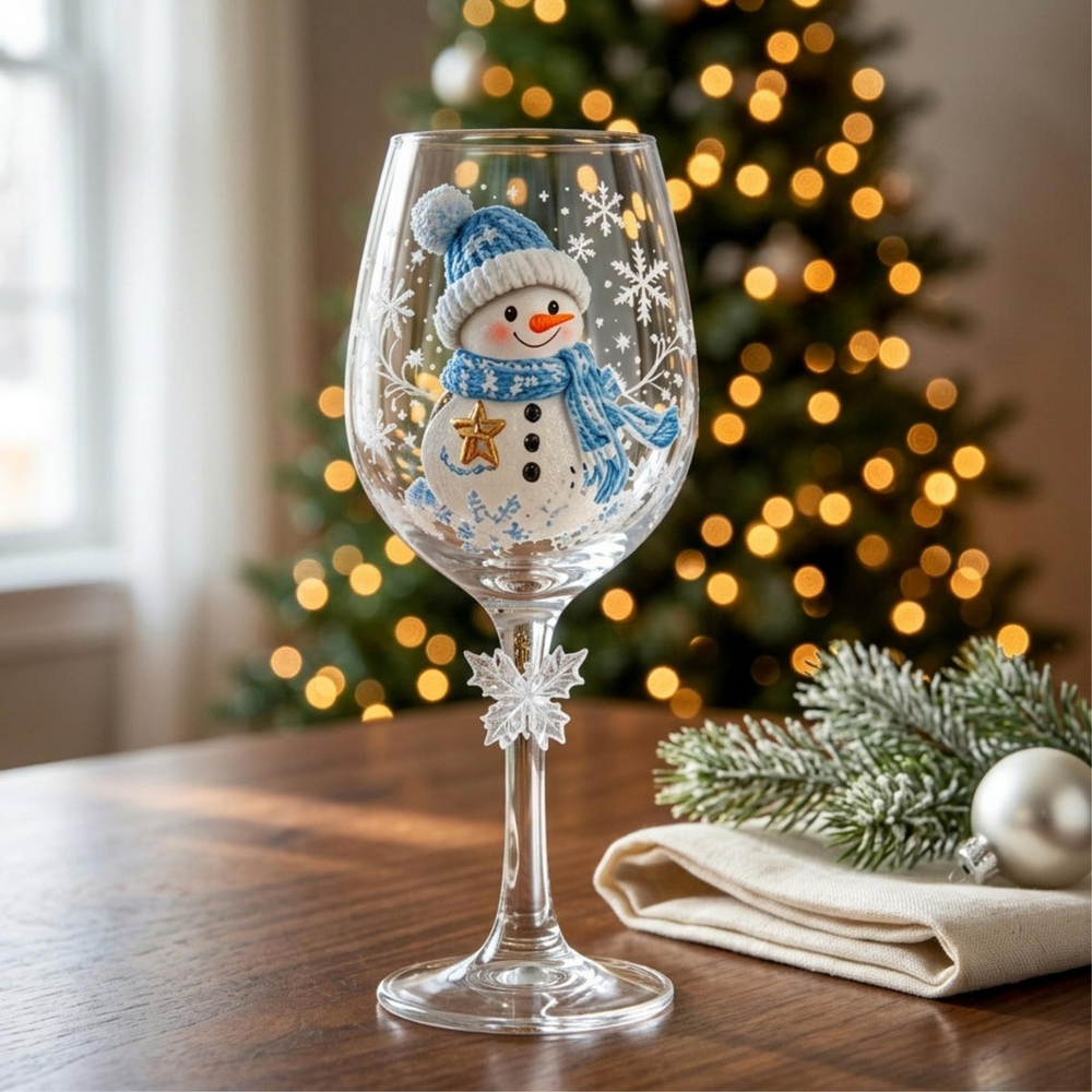 Christmas wine glasses - snowman