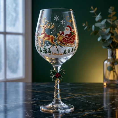 Christmas wine glasses - reindeer