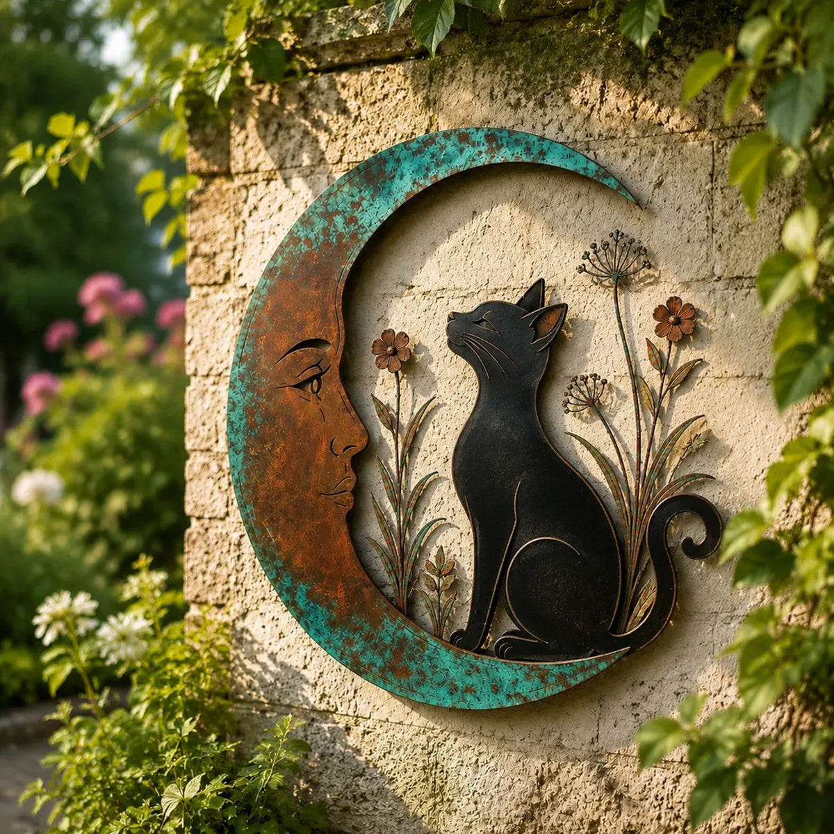 Moon Wall Decor – Dragonfly, Bee, Fairy & Black Cat
