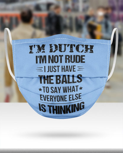 I'M NOT RUDE I'M DUTCH - 3 Layer Face Mask - Single - Light Blue - aos-face-mask-3-layers-lifestyle-front-46