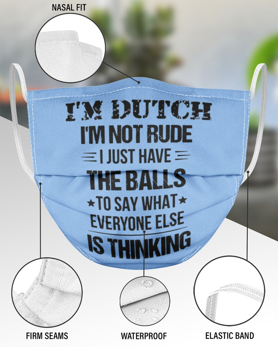 I'M NOT RUDE I'M DUTCH - 3 Layer Face Mask - Single - Light Blue - aos-face-mask-3-layers-lifestyle-front-49