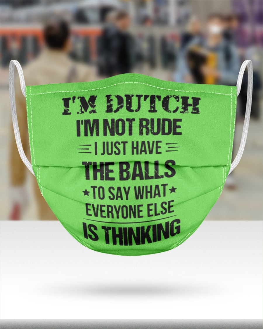 I'M NOT RUDE I'M DUTCH - 3 Layer Face Mask - Single - Kiwi - aos-face-mask-3-layers-lifestyle-front-46