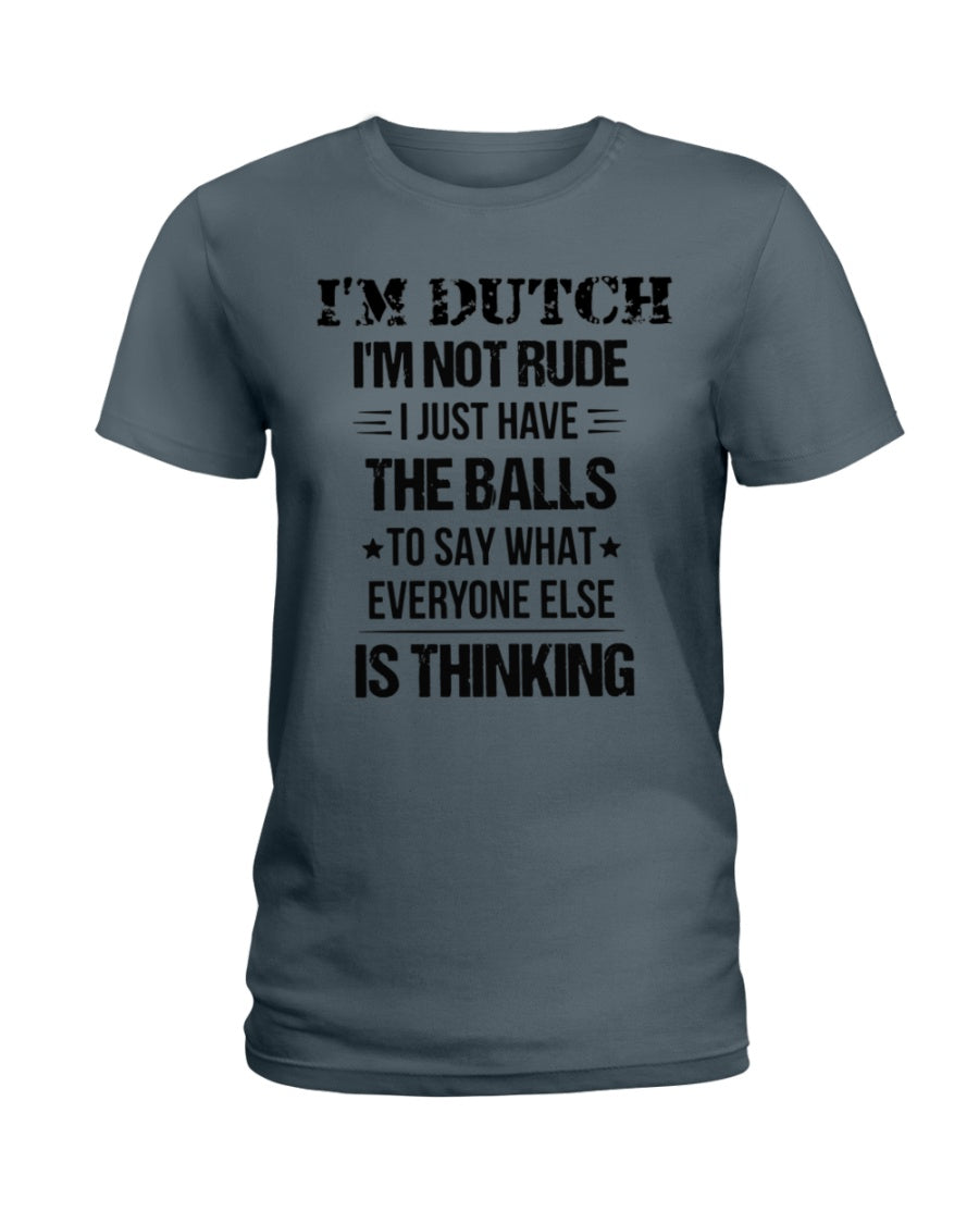 I'M NOT RUDE I'M DUTCH - Ladies T-Shirt - Charcoal Grey - Front