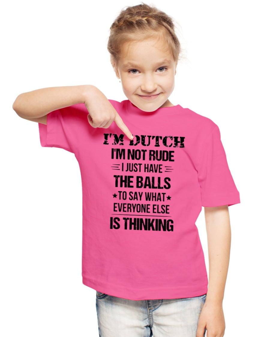 I'M NOT RUDE I'M DUTCH - Youth T-Shirt - Cyber Pink - lifestyle-youth-tshirt-front-2