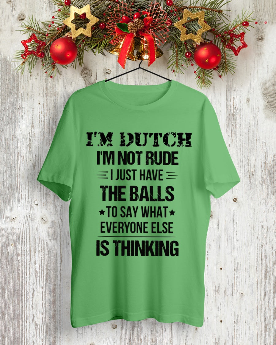 I'M NOT RUDE I'M DUTCH - Premium Fit Mens Tee - Grass Green - lifestyle-holiday-crewneck-front-2