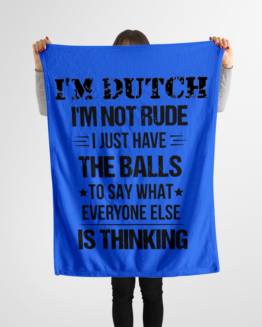 I'M NOT RUDE I'M DUTCH - Small Fleece Blanket - 30" x 40" - Royal - aos-coral-fleece-blanket-30x40-lifestyle-front-14