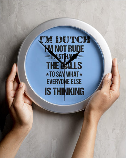 I'M NOT RUDE I'M DUTCH - Wall Clock - Light Blue - aos-wall-clock-lifestyle-front-04