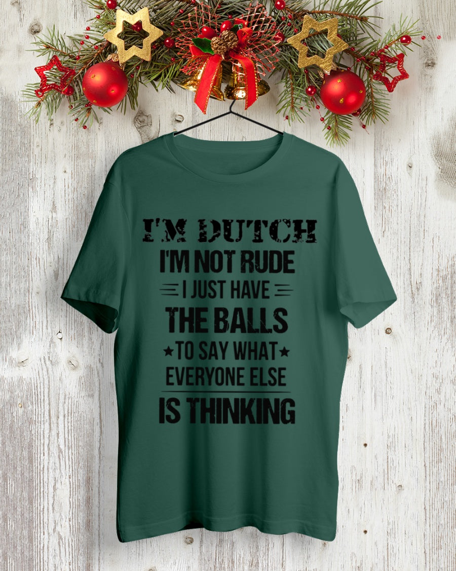 I'M NOT RUDE I'M DUTCH - Premium Fit Mens Tee - Forest - lifestyle-holiday-crewneck-front-2
