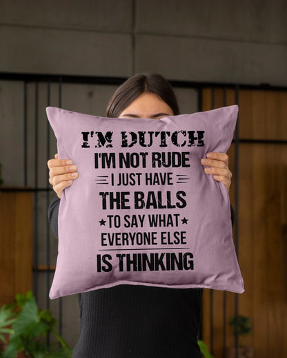 I'M NOT RUDE I'M DUTCH - Indoor Pillow - 16” x 16” - Classic Pink - aos-decorative-pillow-lifestyle-front-03