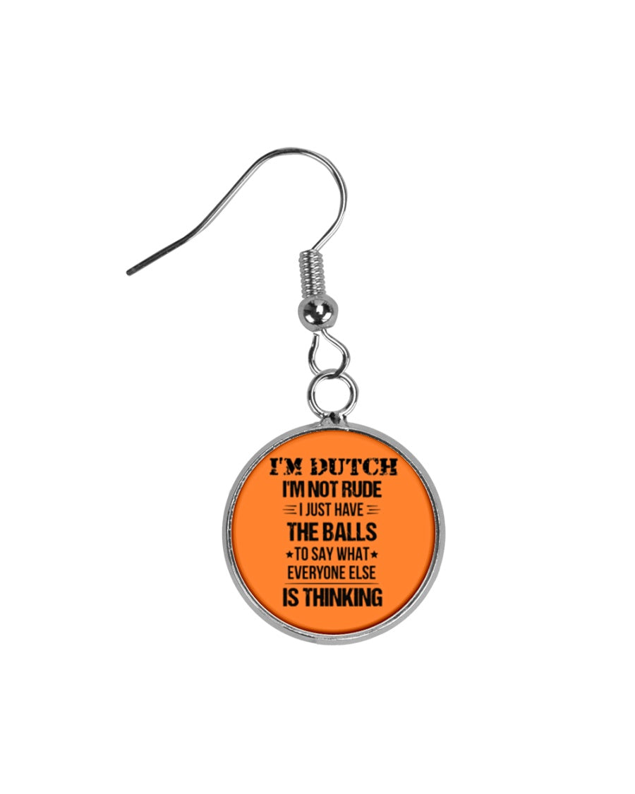 I'M NOT RUDE I'M DUTCH - Circle Earrings - Burnt Orange - Front