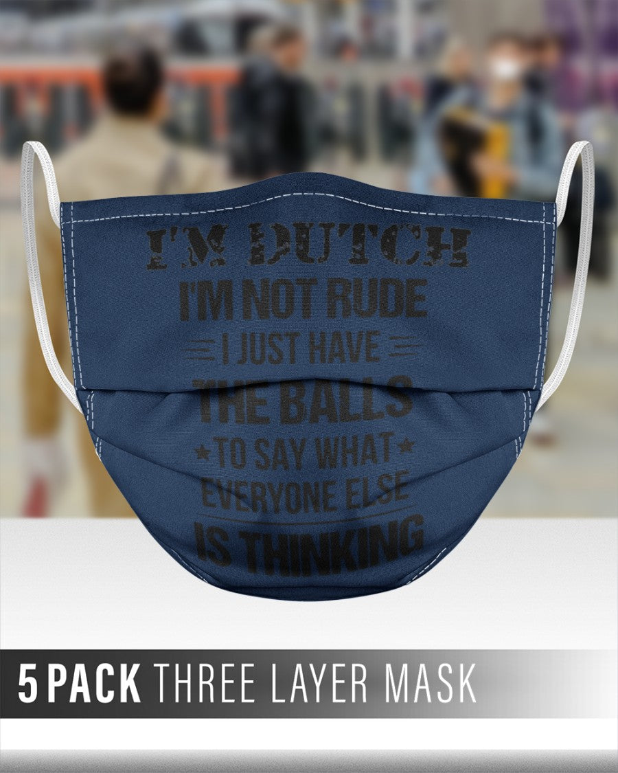 I'M NOT RUDE I'M DUTCH - 3 Layer Face Mask - 5 Pack - J Navy - aos-face-mask-3-layers-lifestyle-front-48