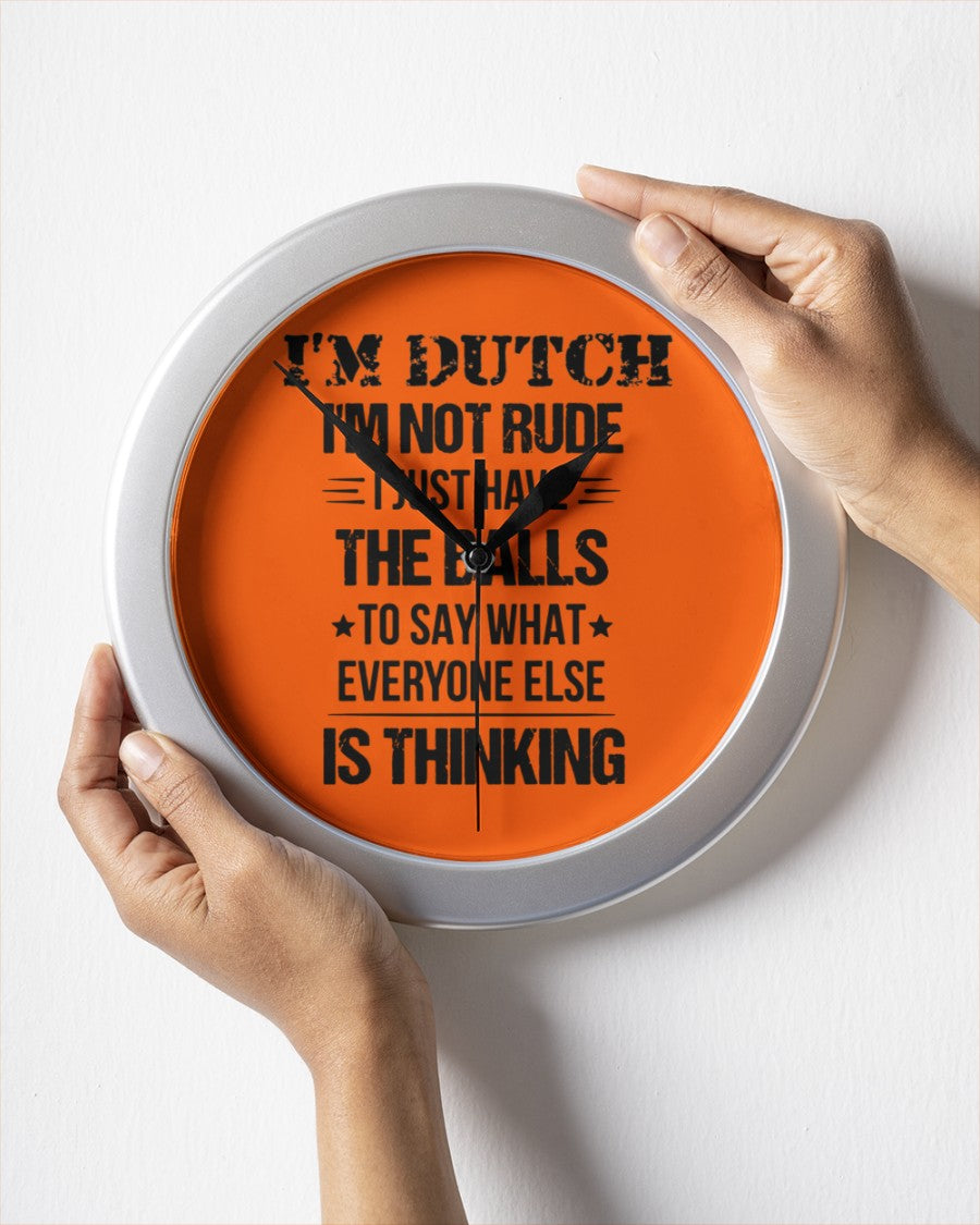 I'M NOT RUDE I'M DUTCH - Wall Clock - Burnt Orange - aos-wall-clock-lifestyle-front-05