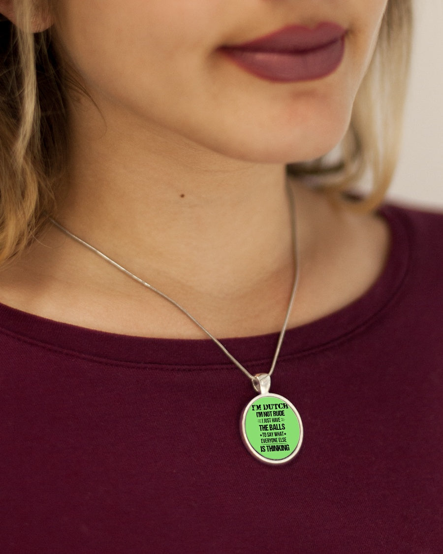I'M NOT RUDE I'M DUTCH - Metallic Circle Necklace - Kiwi - aos-necklace-circle-metallic-lifestyle-1