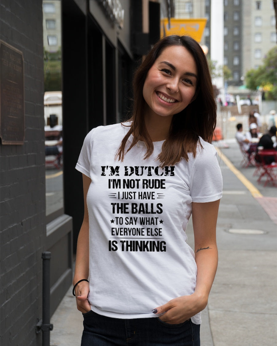 I'M NOT RUDE I'M DUTCH - Premium Fit Ladies Tee - White - lifestyle-women-crewneck-front-5
