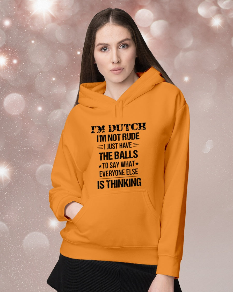 I'M NOT RUDE I'M DUTCH - Hooded Sweatshirt - Orange - lifestyle-holiday-hoodie-front-1