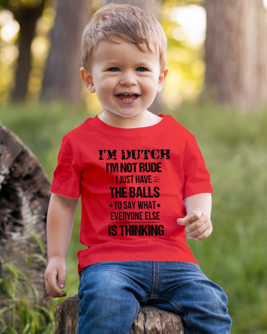 I'M NOT RUDE I'M DUTCH - Youth T-Shirt - True Red - lifestyle-youth-tshirt-front-4