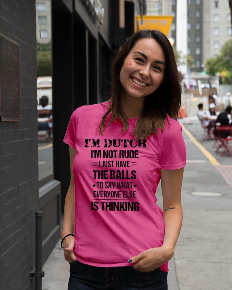 I'M NOT RUDE I'M DUTCH - Premium Fit Ladies Tee - Fuchsia - lifestyle-women-crewneck-front-5