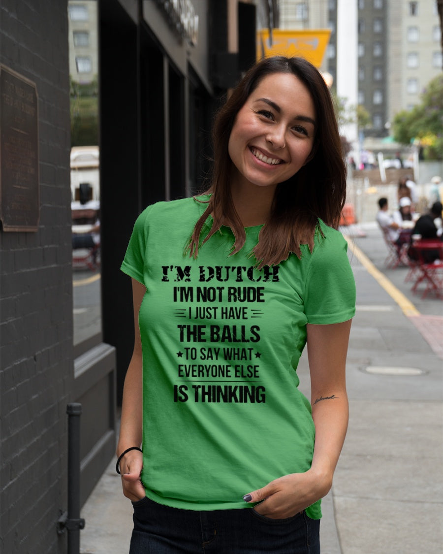 I'M NOT RUDE I'M DUTCH - Premium Fit Ladies Tee - Grass Green - lifestyle-women-crewneck-front-5