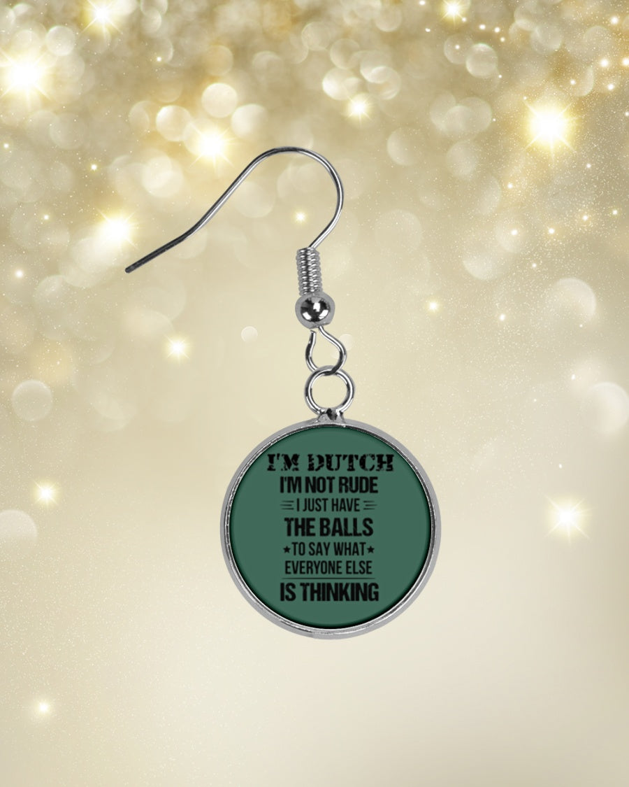 I'M NOT RUDE I'M DUTCH - Circle Earrings - Forest Green - aos-earring-circle-front-lifestyle-3