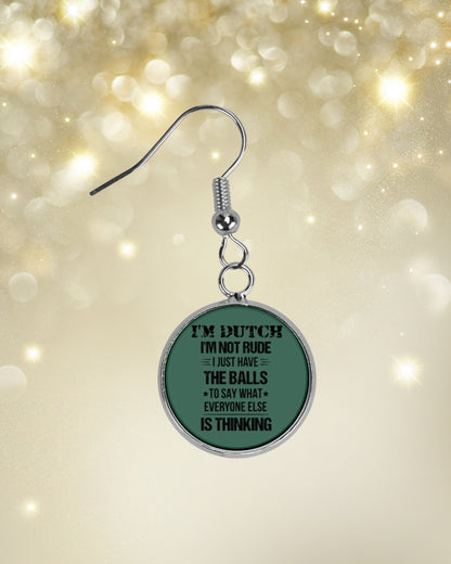 I'M NOT RUDE I'M DUTCH - Circle Earrings - Forest Green - aos-earring-circle-front-lifestyle-3