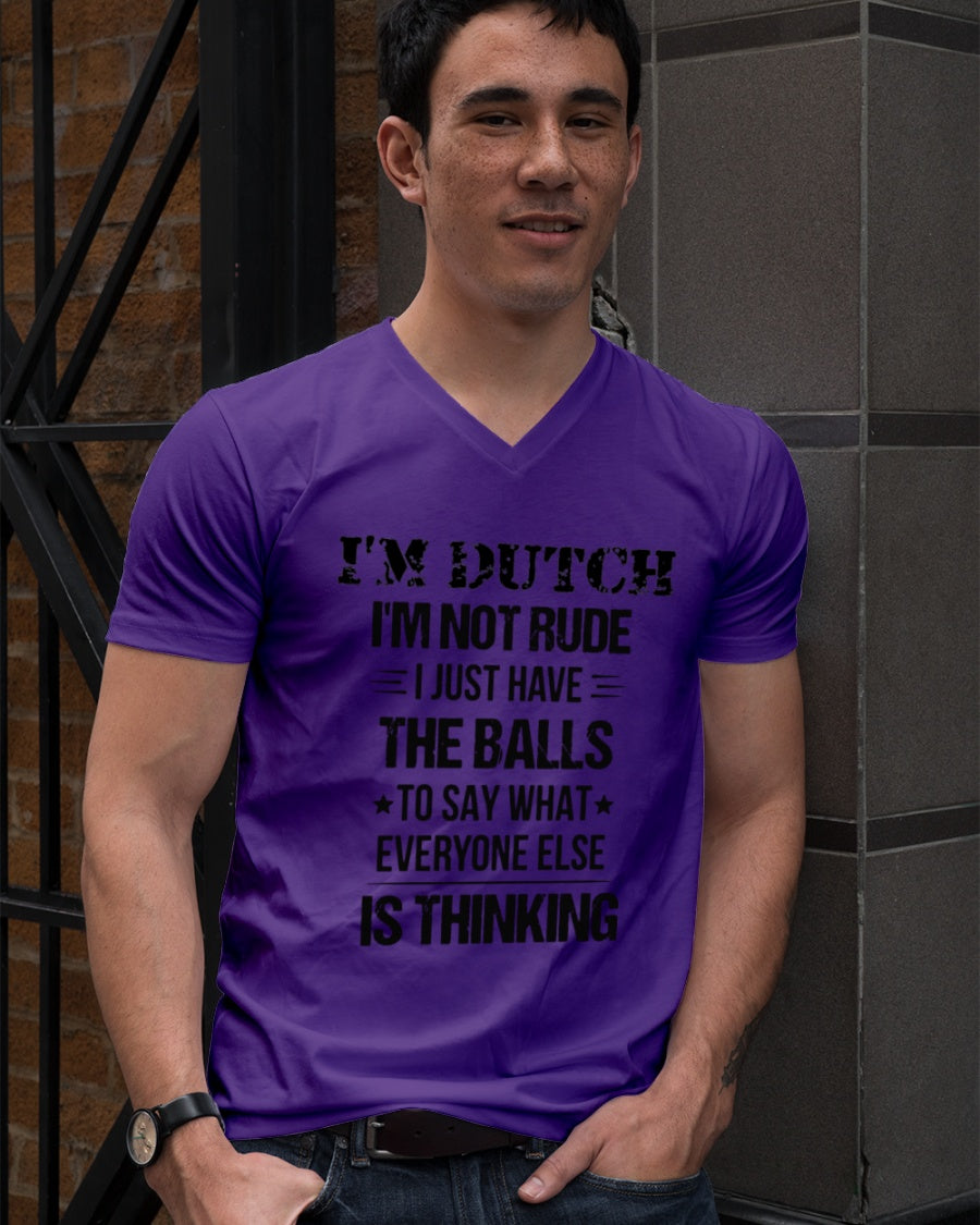 I'M NOT RUDE I'M DUTCH - V-Neck T-Shirt - Team Purple - lifestyle-mens-vneck-front-2