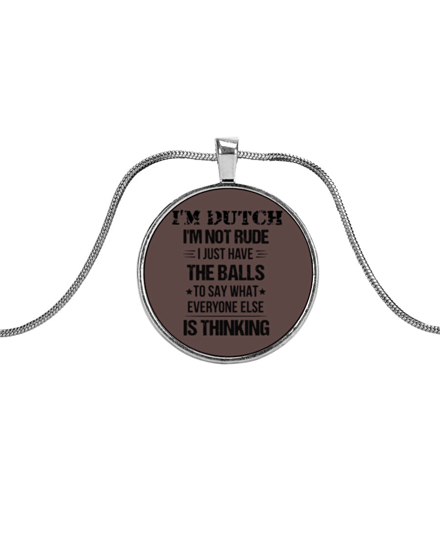 I'M NOT RUDE I'M DUTCH - Metallic Circle Necklace - Chocolate - Front