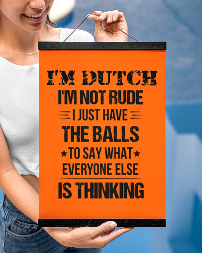 I'M NOT RUDE I'M DUTCH - 12x16 Black Hanging Canvas - Burnt Orange - aos-hanging-canvas-12x16-lifestyle-front-29