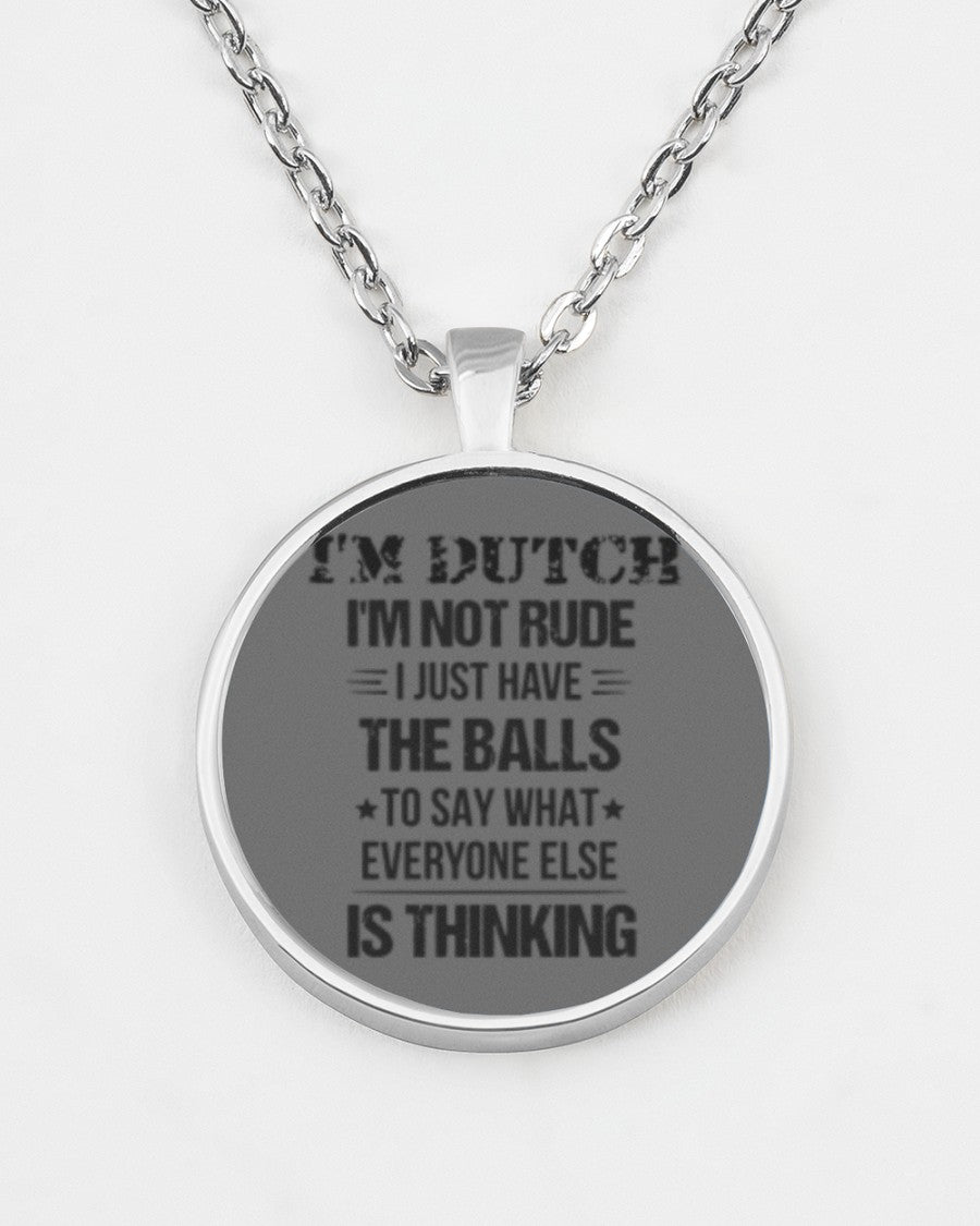 I'M NOT RUDE I'M DUTCH - Metallic Circle Necklace - Charcoal Grey - aos-necklace-circle-metallic-lifestyle-07