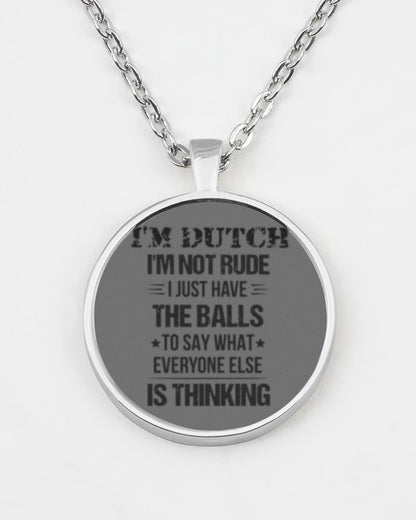 I'M NOT RUDE I'M DUTCH - Metallic Circle Necklace - Charcoal Grey - aos-necklace-circle-metallic-lifestyle-07