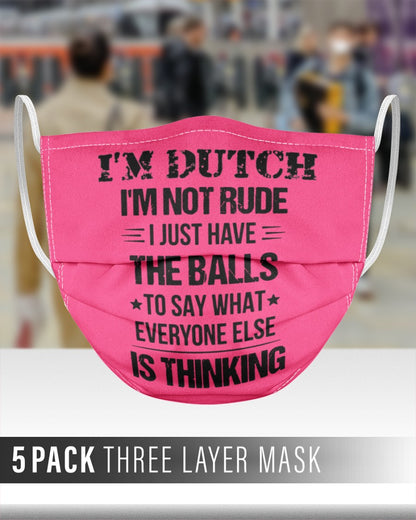 I'M NOT RUDE I'M DUTCH - 3 Layer Face Mask - 5 Pack - Cyber Pink - aos-face-mask-3-layers-lifestyle-front-48