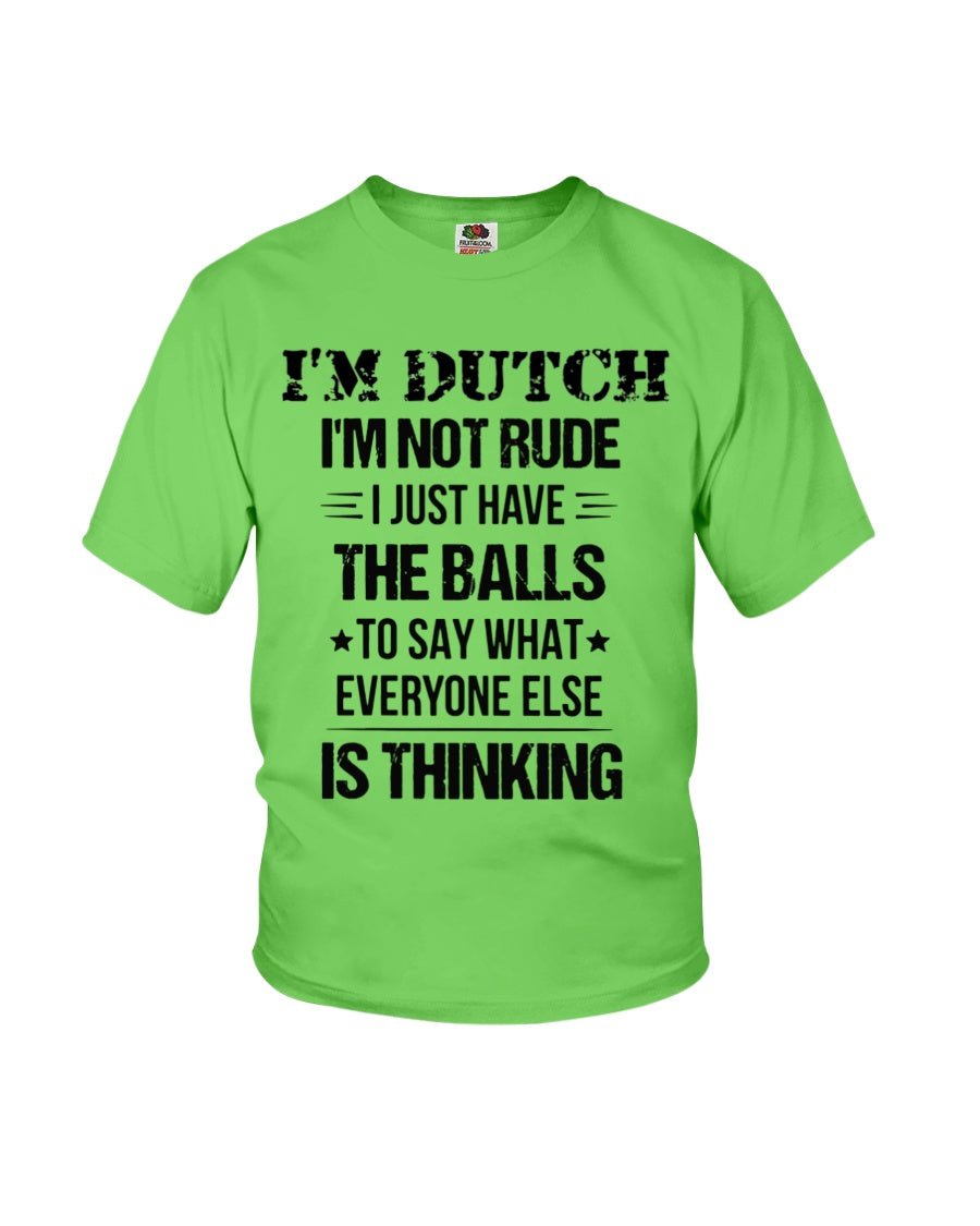 I'M NOT RUDE I'M DUTCH - Youth T-Shirt - Kiwi - Front