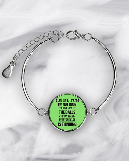I'M NOT RUDE I'M DUTCH - Metallic Circle Bracelet - Kiwi - aos-bracelet-metal-front-lifestyle-8