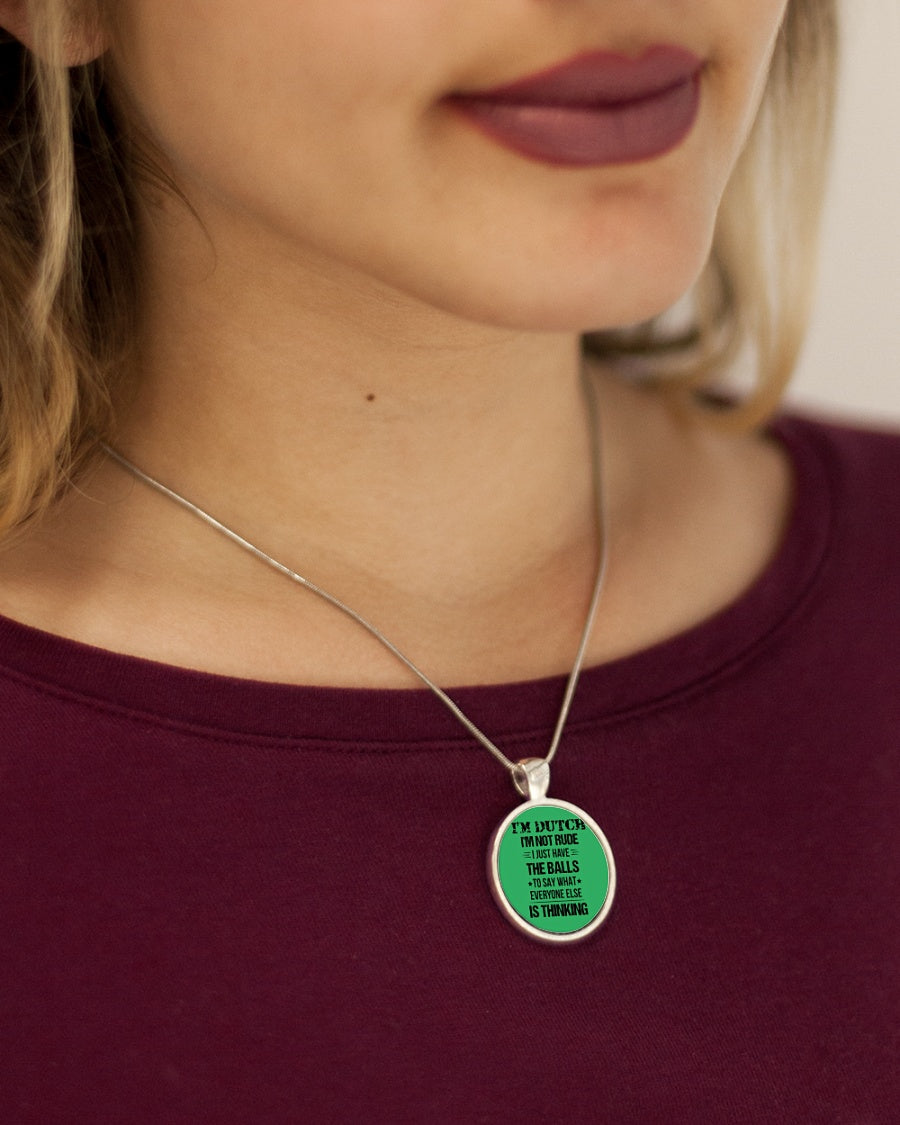 I'M NOT RUDE I'M DUTCH - Metallic Circle Necklace - Kelly - aos-necklace-circle-metallic-lifestyle-1
