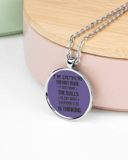 I'M NOT RUDE I'M DUTCH - Metallic Circle Necklace - Purple - aos-necklace-circle-metallic-lifestyle-08