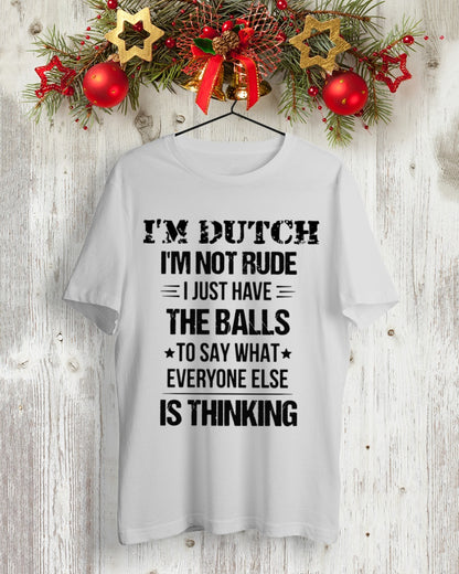 I'M NOT RUDE I'M DUTCH - Premium Fit Mens Tee - Ash - lifestyle-holiday-crewneck-front-2